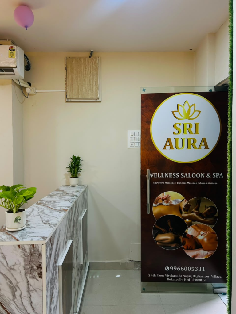 Sri Aura Wellness Saloon & Spa entrance door